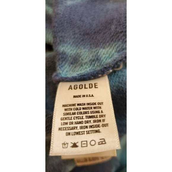 AGolde Women's Blue Tie Dye Sweatshirt Size Small Balloon Sleeve Cropped Relaxed - Picture 7 of 7